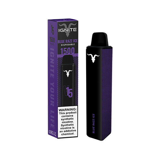 Ignite v15 disposable vape pen blue razz ice